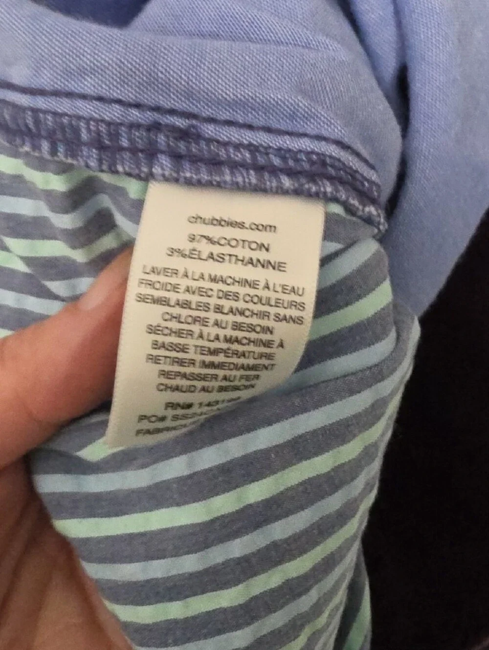 chubbies Light Blue & White Seersucker Stripe Flat Front Shorts Sz XXL